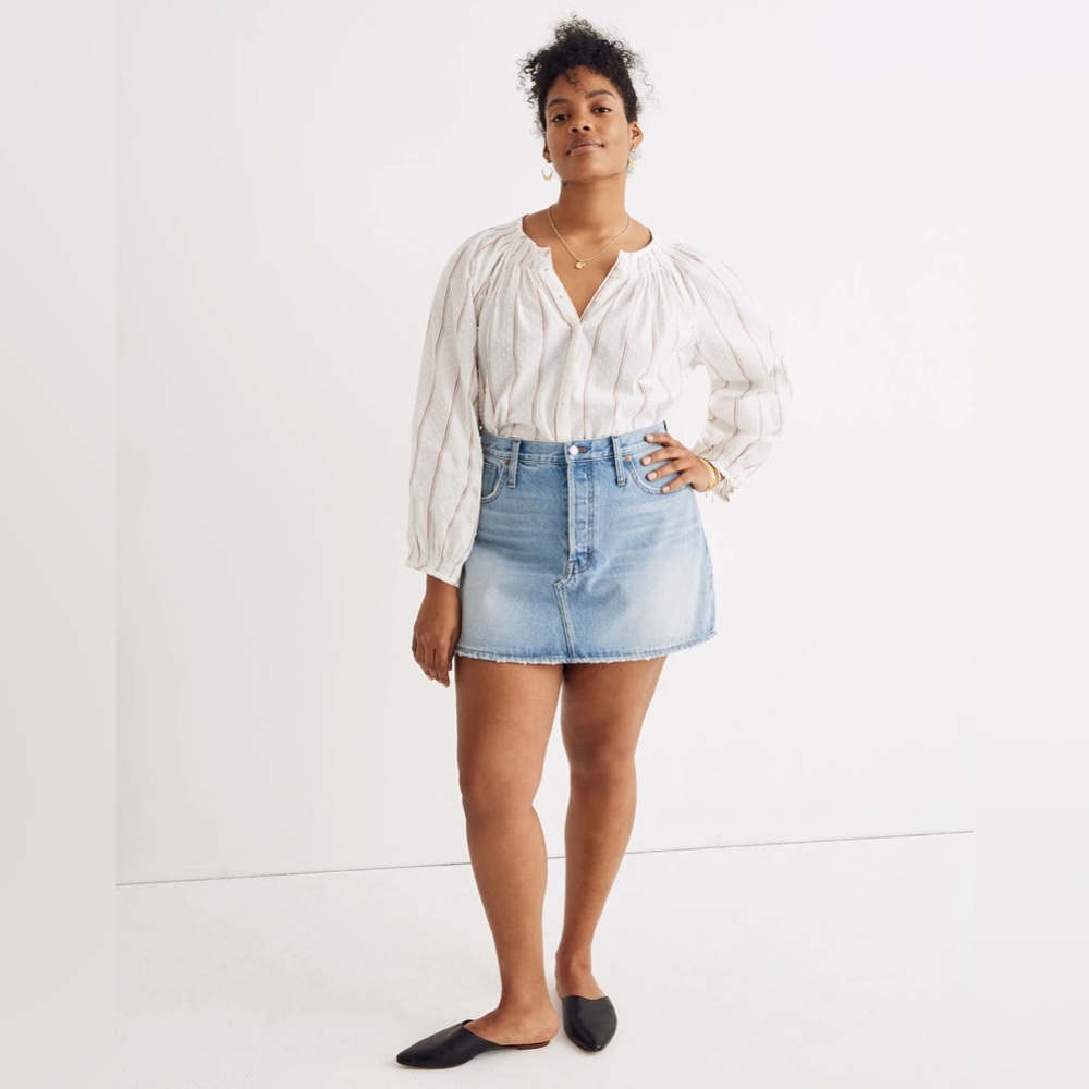 NWT Madewell Rigid Denim Relaxed Mini Skirt in Northdale Wash Size 31